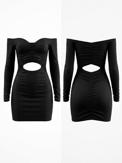 Off Shoulder Ruched Cutout Bodycon Mini Dress
