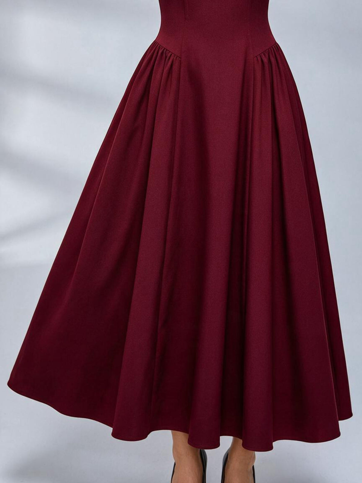 Square Neck Fit And Flare Midi Dress