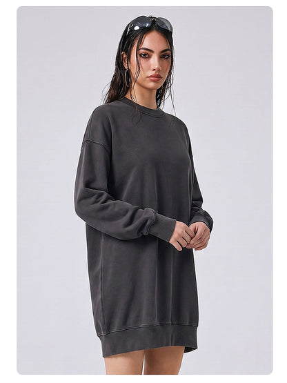 Women's Washed Oversized Crew Neck Sweatshirt Dress