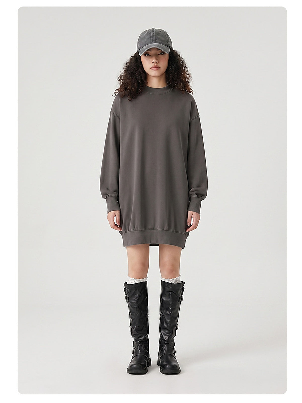 Women's Washed Oversized Crew Neck Sweatshirt Dress