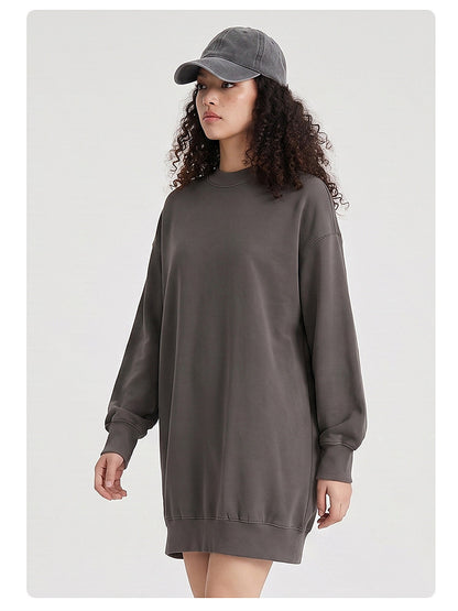 Women's Washed Oversized Crew Neck Sweatshirt Dress