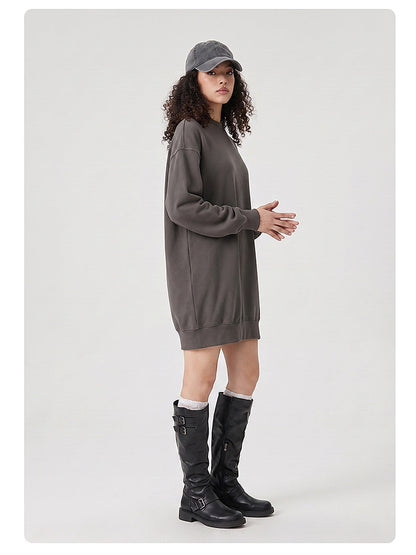 Women's Washed Oversized Crew Neck Sweatshirt Dress