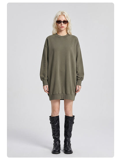 Women's Washed Oversized Crew Neck Sweatshirt Dress