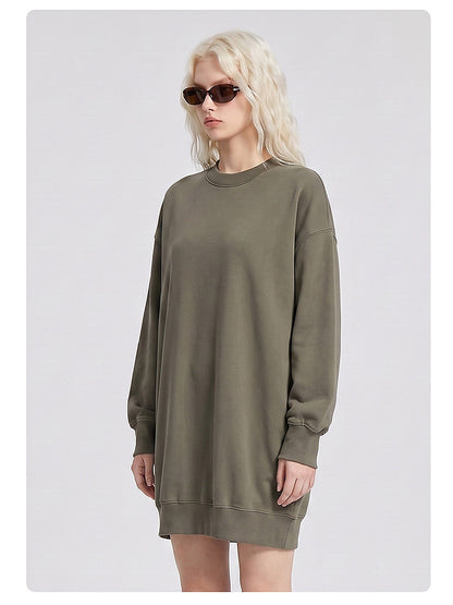 Women's Washed Oversized Crew Neck Sweatshirt Dress