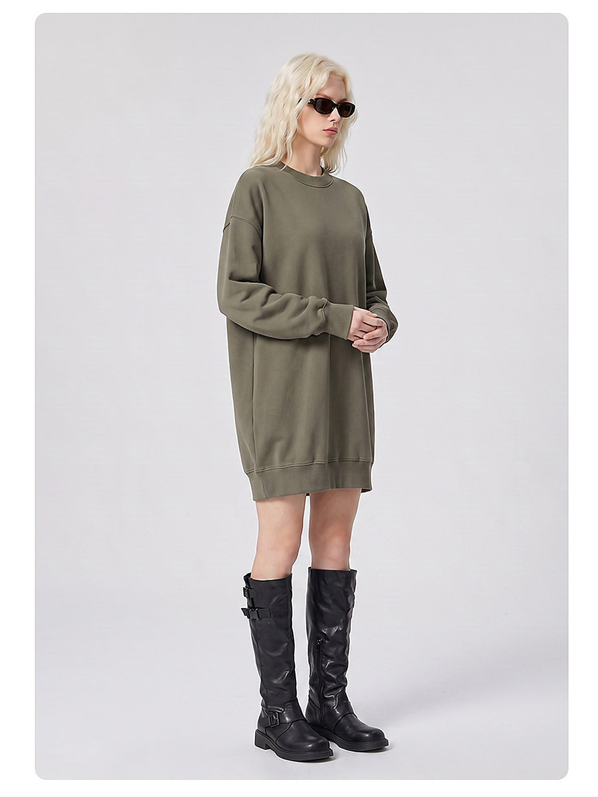 Women's Washed Oversized Crew Neck Sweatshirt Dress