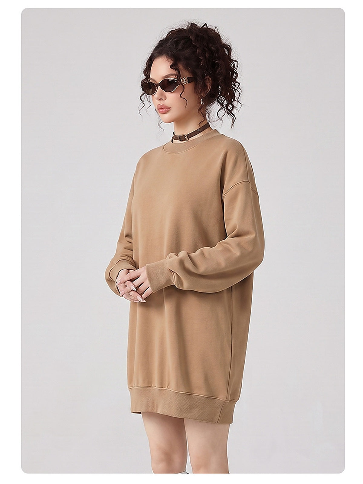 Women's Washed Oversized Crew Neck Sweatshirt Dress