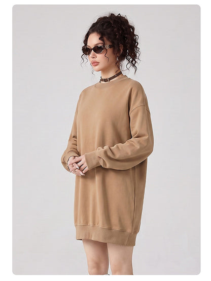 Women's Washed Oversized Crew Neck Sweatshirt Dress