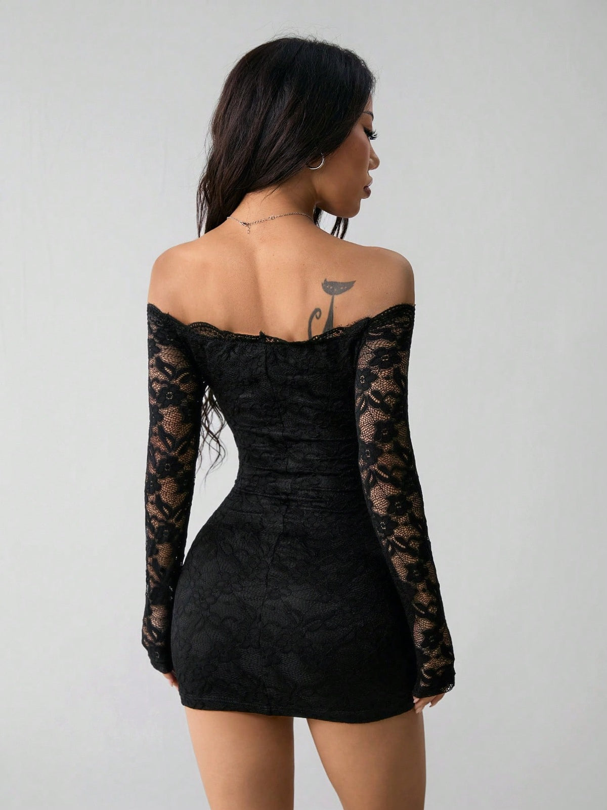 Lace Off-Shoulder Bodycon Mini Dress