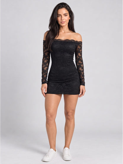 Lace Off-Shoulder Bodycon Mini Dress