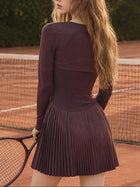 Women's Pleated Tennis Dress with Removable Long-Sleeve Shrug
