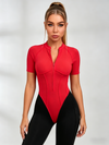 Contrast Color Backless Stitch Zipper Jumpsuit
