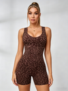 Sexy Leopard Print Cross Back Deep V Back Scrunch Bum Romper