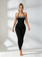 Halter Contrast Open-Back Jumpsuit