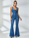 Snake-Print Cross-Back Cutout Flared Jumpsuit