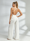 White Crisscross-Back Wide-Leg Jumpsuit