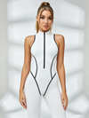 Half-Zip Contrast Jumpsuit