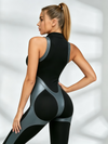 Half-Zip Panel Skinny Long Jumpsuit