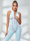 Adjustable Zip Pink Trim Sleeveless Jumpsuit
