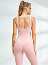 Pink Twist Front White Piping Full Length Jumpsuit