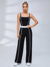 Contrast Piping Wide Leg Jumpsuit