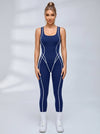 Contrast Piping Sleeveless Workout Jumpsuit