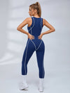 Contrast Piping Sleeveless Workout Jumpsuit