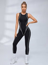 Contrast Piping Sleeveless Workout Jumpsuit