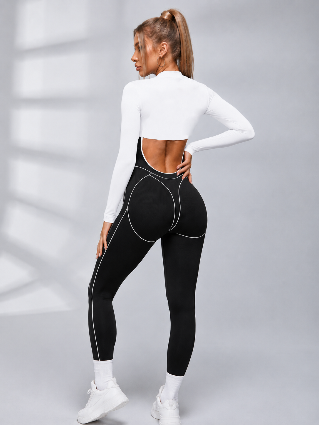 2‑Piece Contrast Piping Cutout Jumpsuit