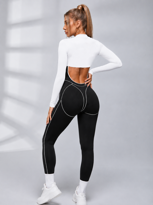 2‑Piece Contrast Piping Cutout Jumpsuit
