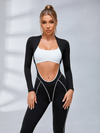 2‑Piece Contrast Piping Cutout Jumpsuit
