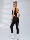 U-Back Hollow Out Waist Bodycon Fitness Jumpsuit