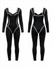 Sweetheart Neckline Long Sleeve Yoga Jumpsuit