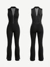 High Stretch See‑Through Back Flare Jumpsuit