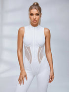 Stretchy See‑Through Side Panel Jumpsuit