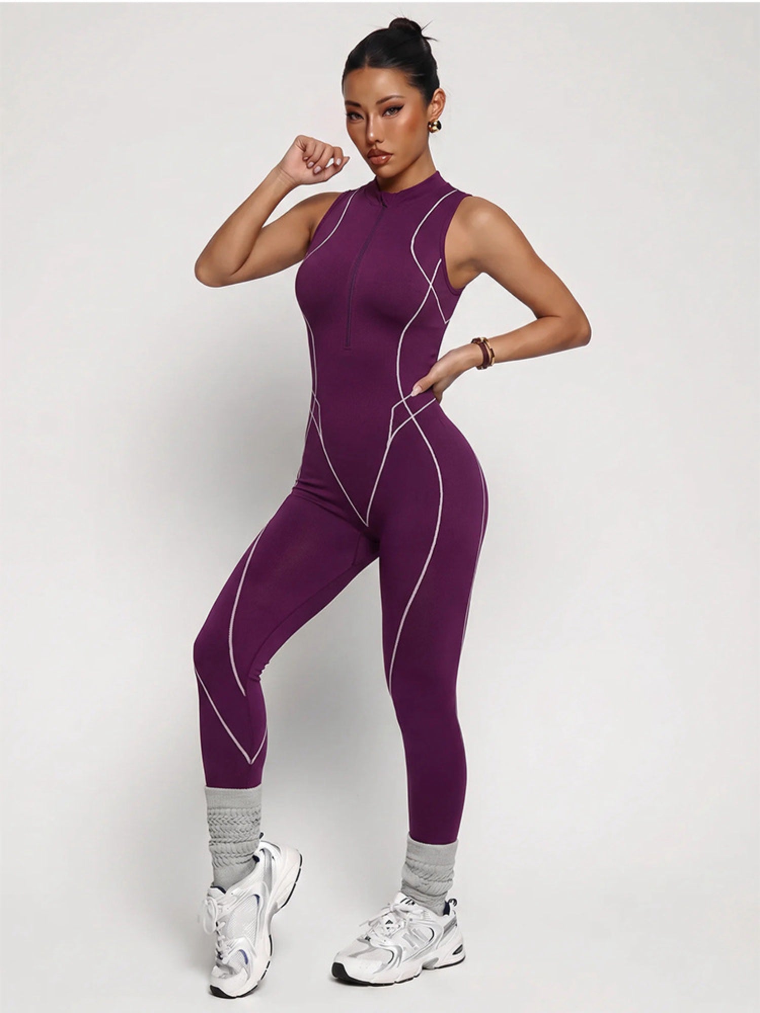 Stretch Fitted Cutout Back Gym Jumpsuit