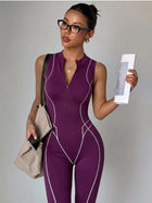 Stretch Fitted Cutout Back Gym Jumpsuit