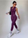 Stretch Fitted Cutout Back Gym Jumpsuit