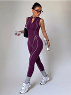 Stretch Fitted Cutout Back Gym Jumpsuit
