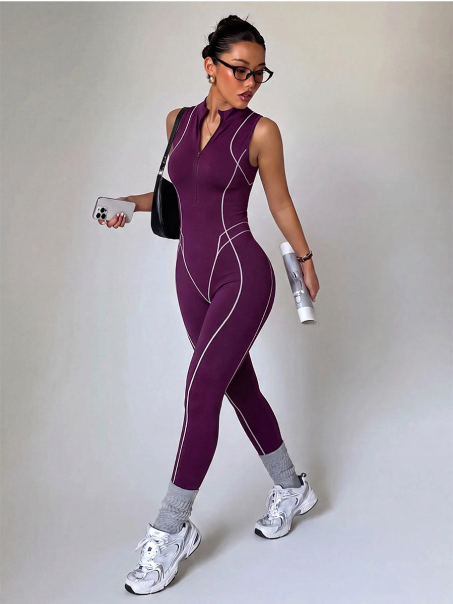 Stretch Fitted Cutout Back Gym Jumpsuit