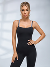 Color Block Double Strap Crisscross Back Flare Jumpsuit