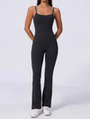 Color Block Double Strap Crisscross Back Flare Jumpsuit