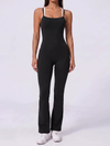 Color Block Double Strap Crisscross Back Flare Jumpsuit