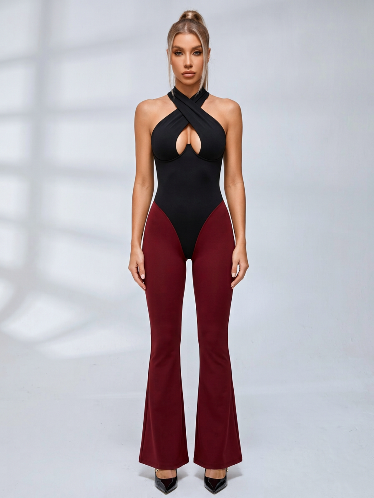 Crisscross Halter Cutout Butt Lifting Workout Jumpsuit