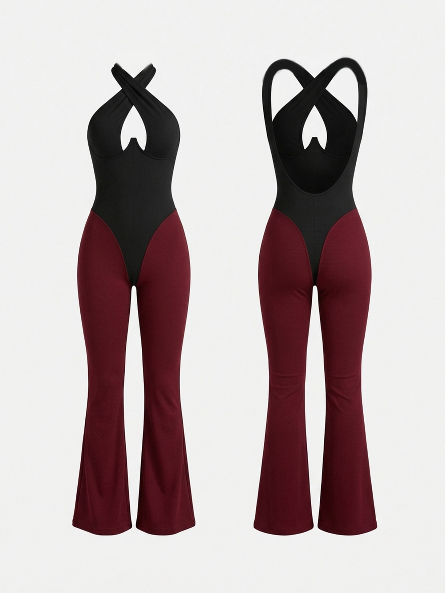 Crisscross Halter Cutout Butt Lifting Workout Jumpsuit