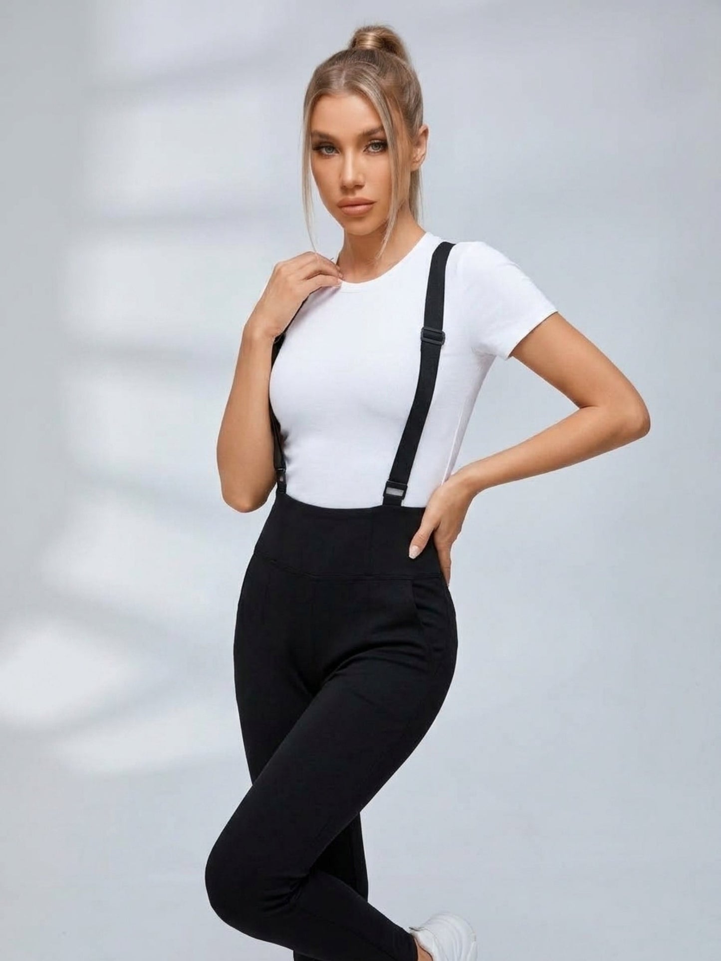 Adjustable Suspenders Pocket Slim Casual Outfit Set