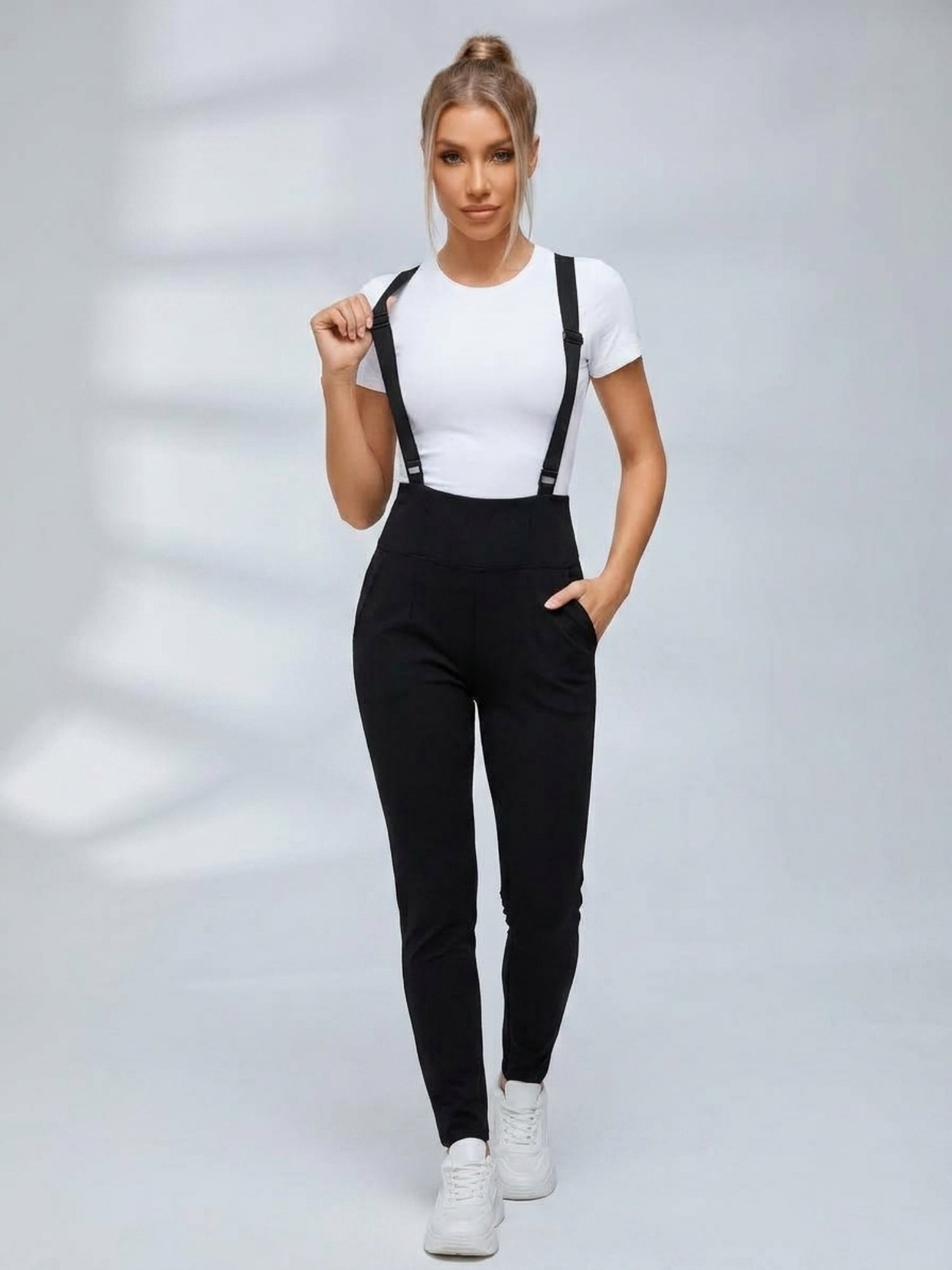 Adjustable Suspenders Pocket Slim Casual Outfit Set