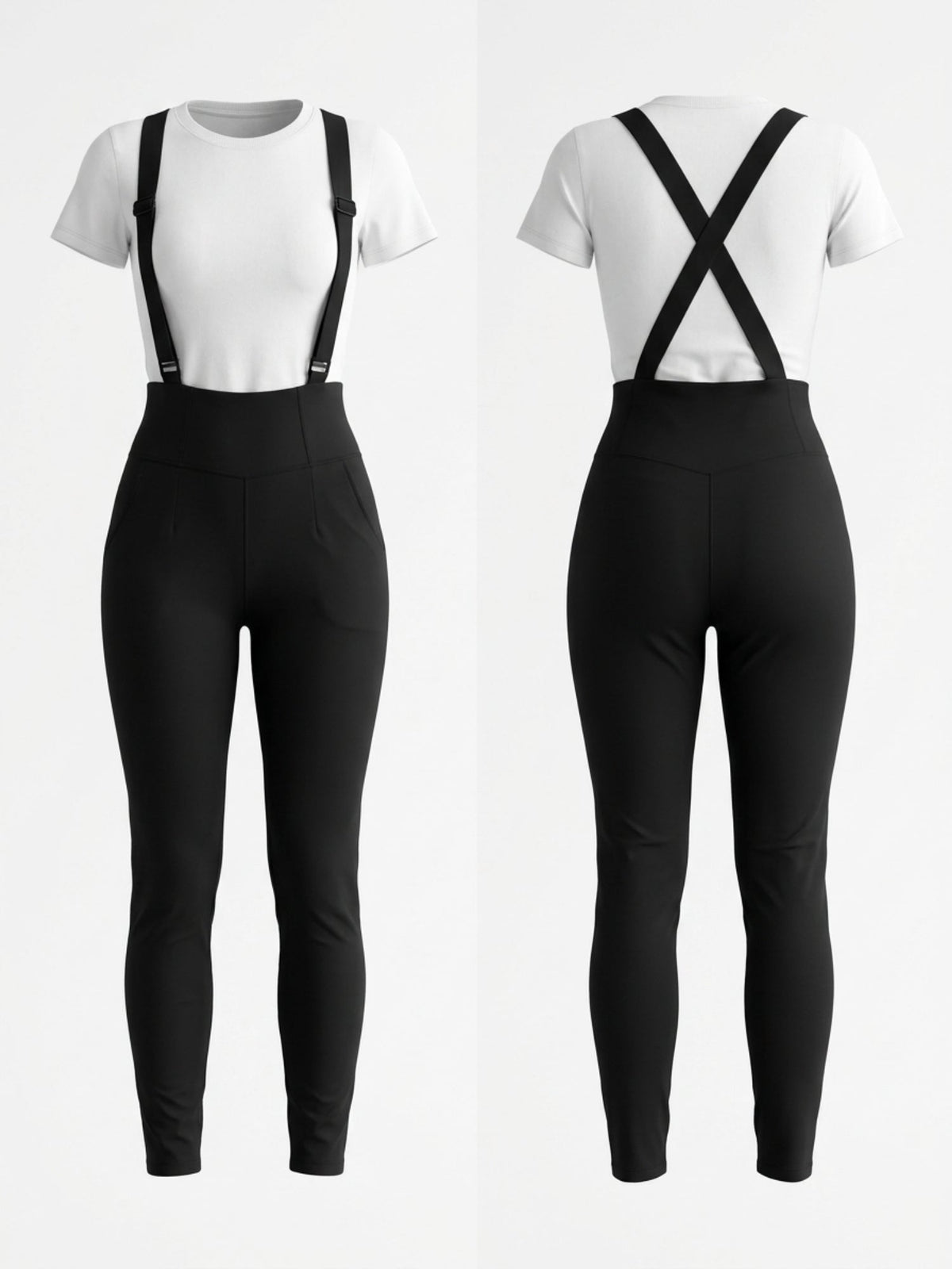 Adjustable Suspenders Pocket Slim Casual Outfit Set