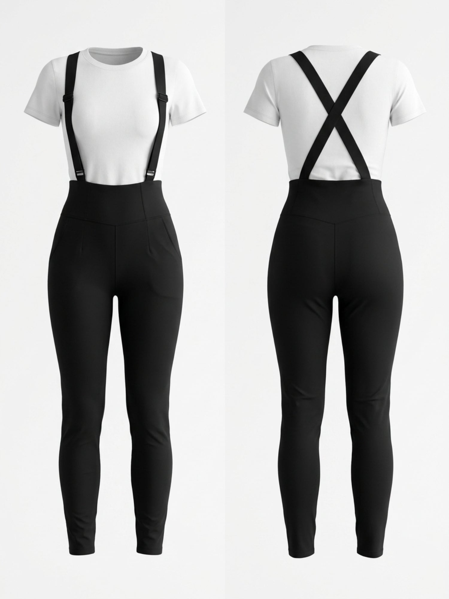 Adjustable Suspenders Pocket Slim Casual Outfit Set