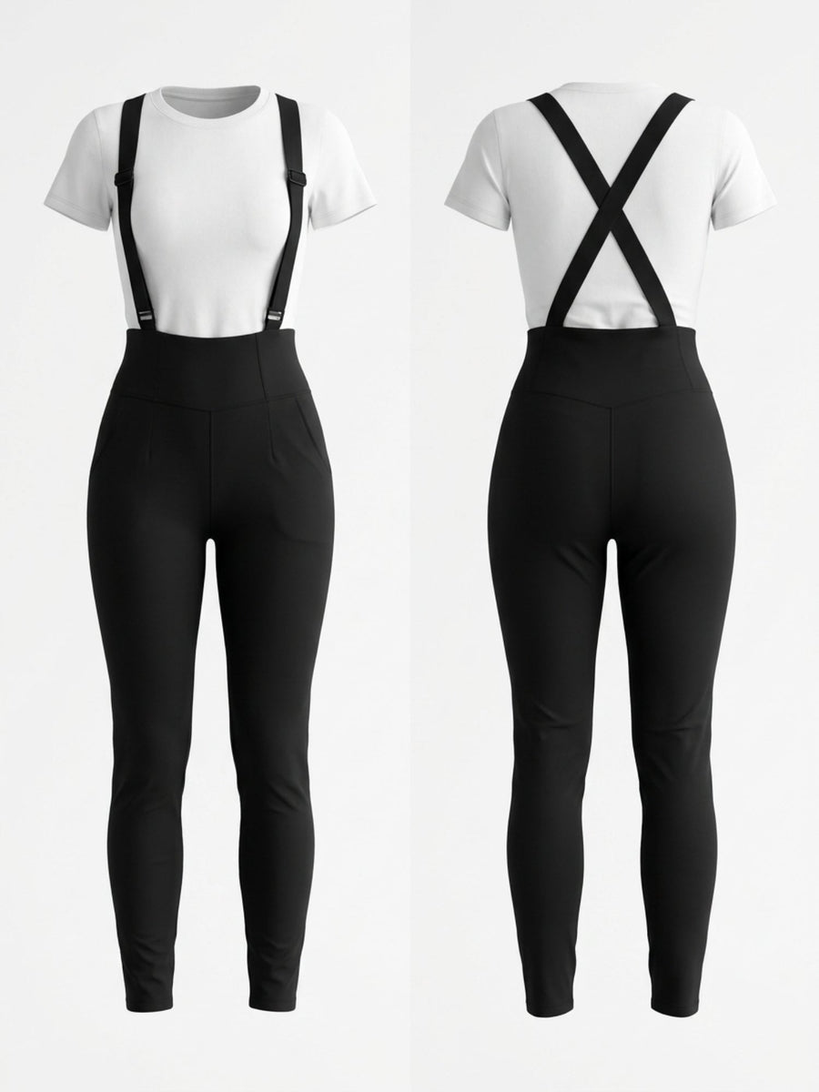 Adjustable Suspenders Pocket Slim Casual Outfit Set