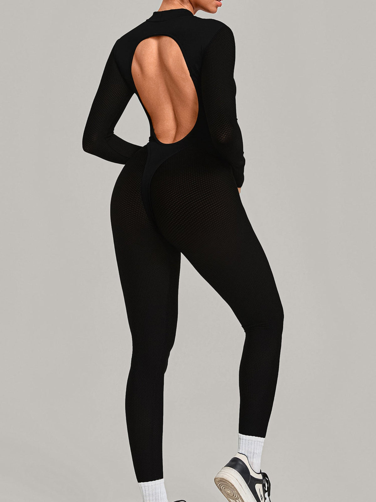 High Neck Open Back Workout Jumpsuit
